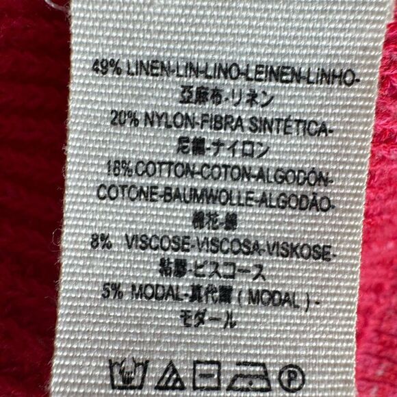 Free People Alana Sweater Off-Shoulder Linen Blend Knit Pullover Red Size M Boho - Picture 8 of 9